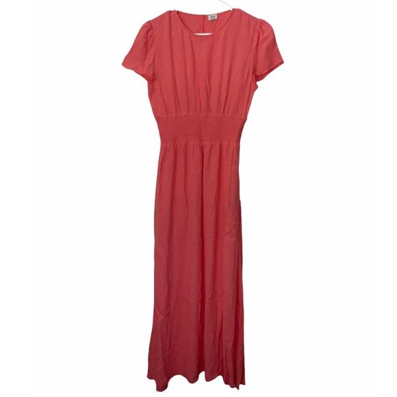 Wilfred Women's Aritzia Maxime Dress Medium Orange Short Sleeves Smocked Waist - Picture 2 of 15